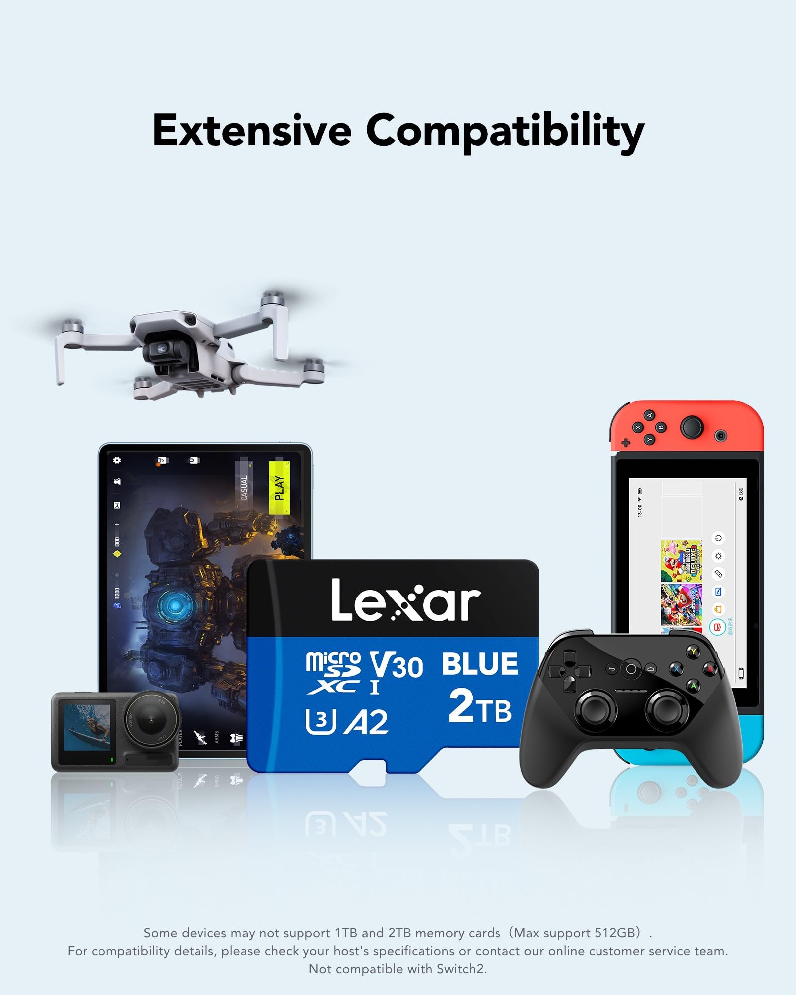 Amazon.com: Lexar 2TB Blue Micro SD Card Up to 160MB/s, microSDXC